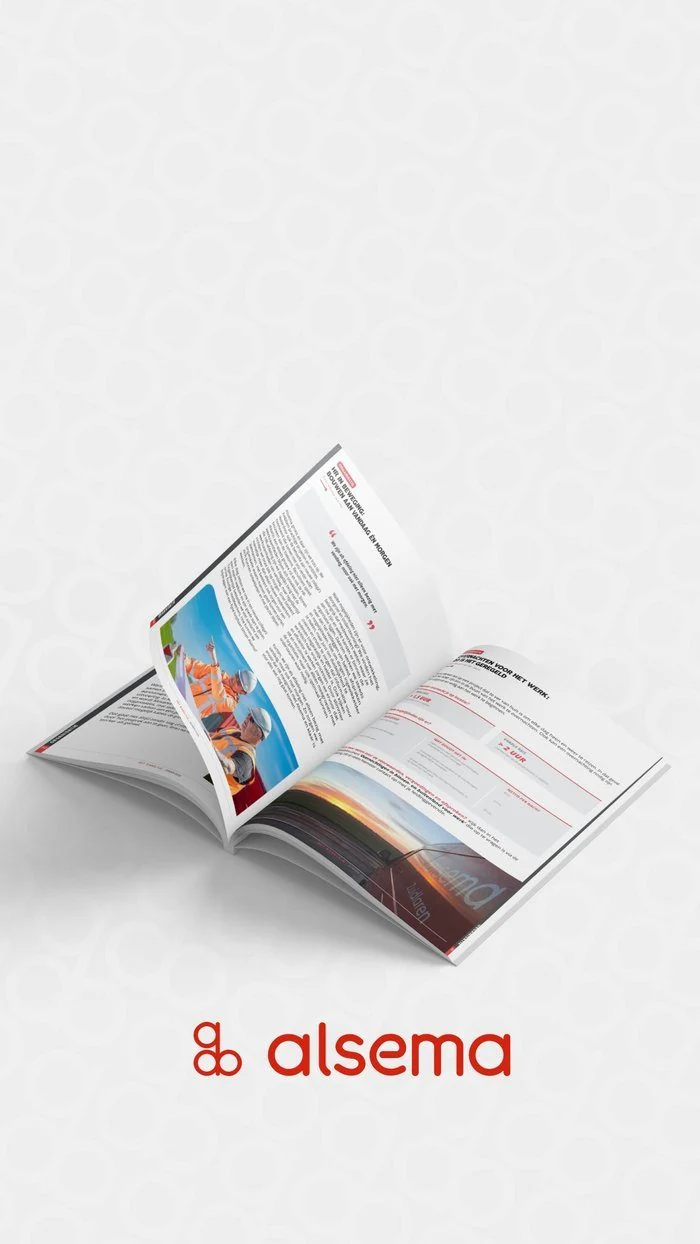 Ontwerp-mockup van Het Kabeltje, het personeelsblad voor Alsema